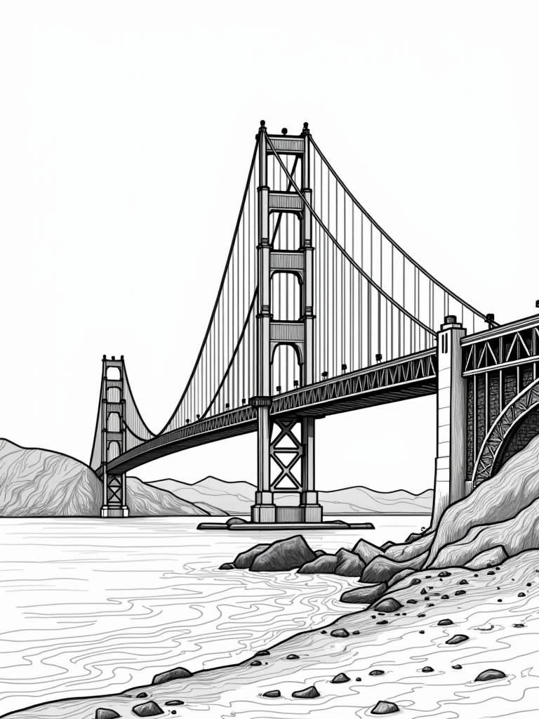golden gate bridge / Coloring Page / Learning Corner